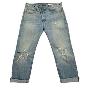 Rag & Bone Wicked Jeans Kit Kat Room Distressed Faded 26 Raw Straight Crop Light